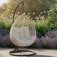 Hängesessel Nancy - Dunkelgrau/Creme, Modern, Kunststoff/Textil (105/196/120cm) - Bessagi Garden
