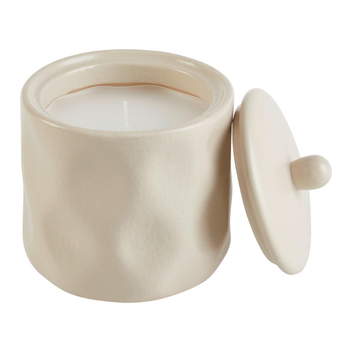 Kerze im Topf diverse Farben - Sandfarben/Beige, KONVENTIONELL, Keramik (9/9/11cm) - Modern Living