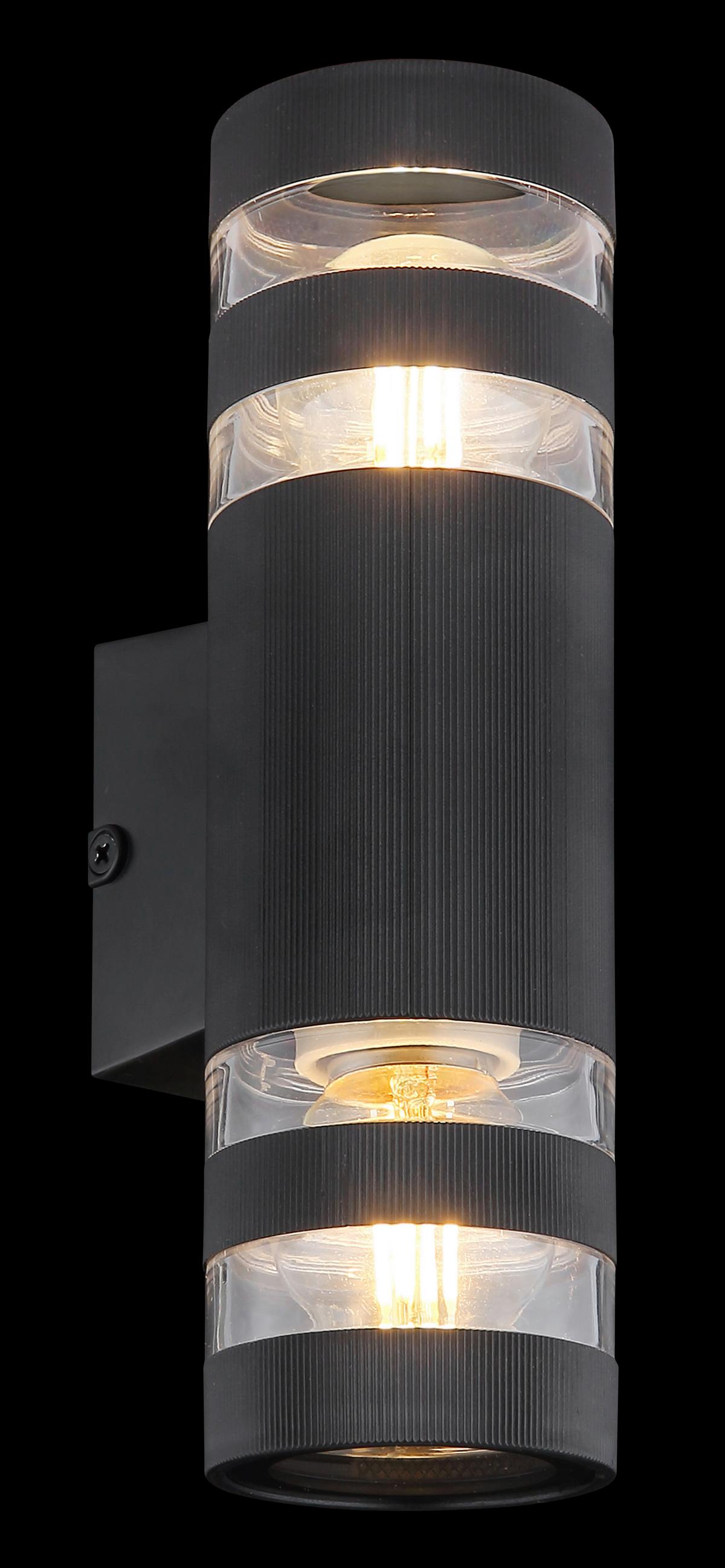 WANDLEUCHTE 78260S HAYES - Klar/Schwarz, Basics, Glas/Kunststoff (22/6,5/6,5cm) - Globo