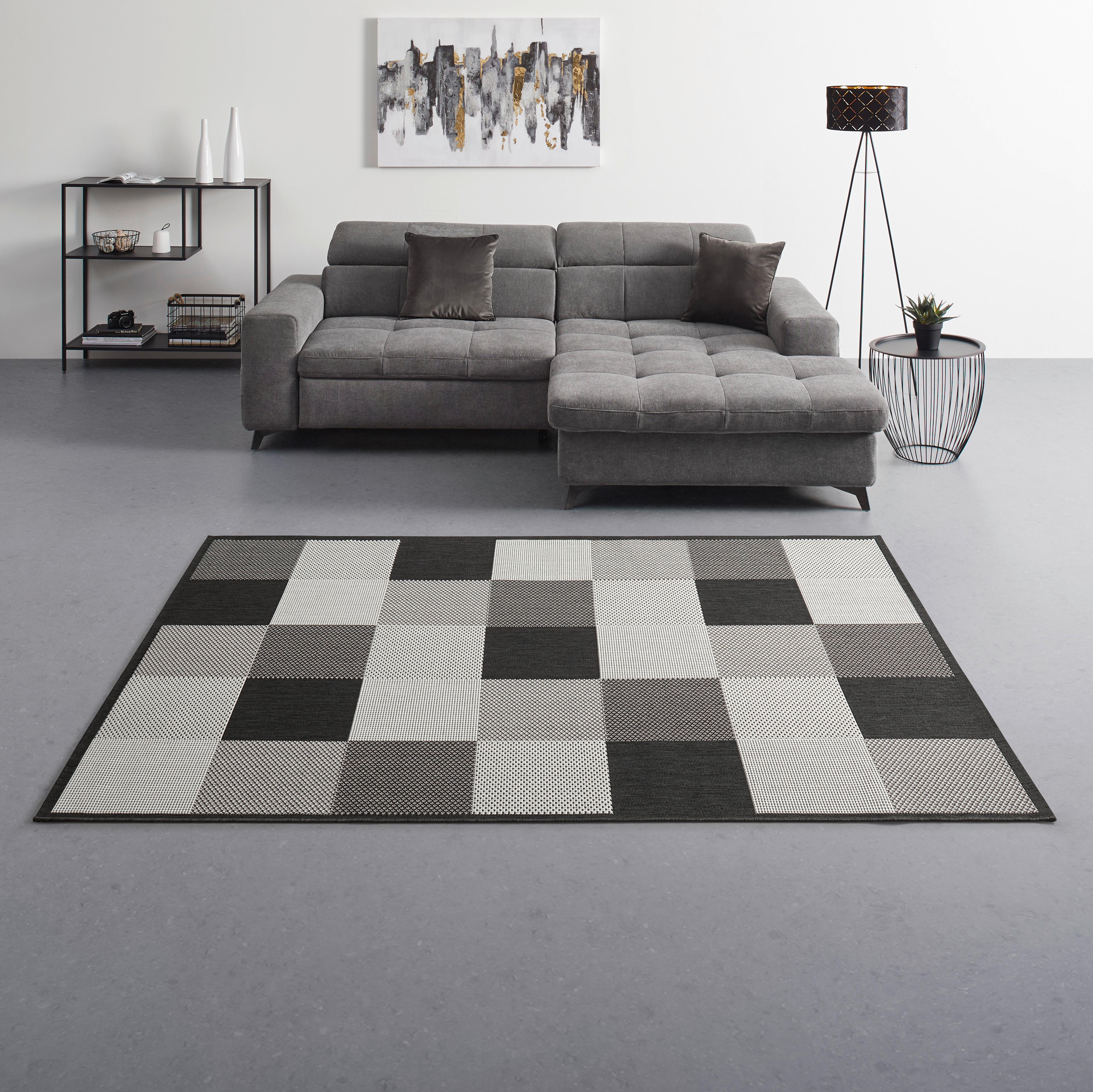 Covor cu țesătură plată Noah 1 - alb/negru, Modern, plastic (190/250cm) - Mömax