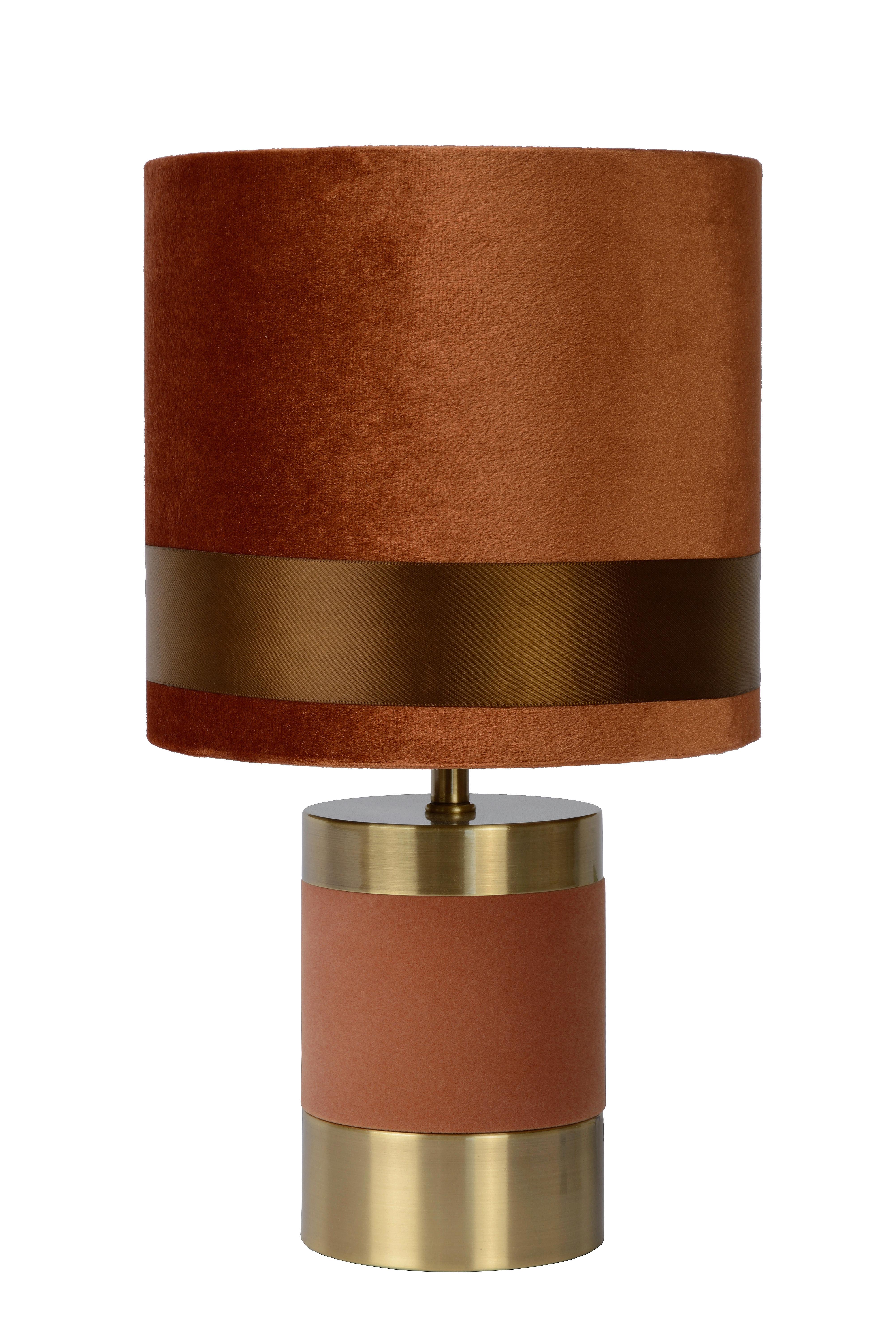 LAMPA STOŁOWA 10500/81/43 FRIZZLE - kolor złoty/brązowy, Konventionell, metal/tkanina (18/32cm) - Lucide