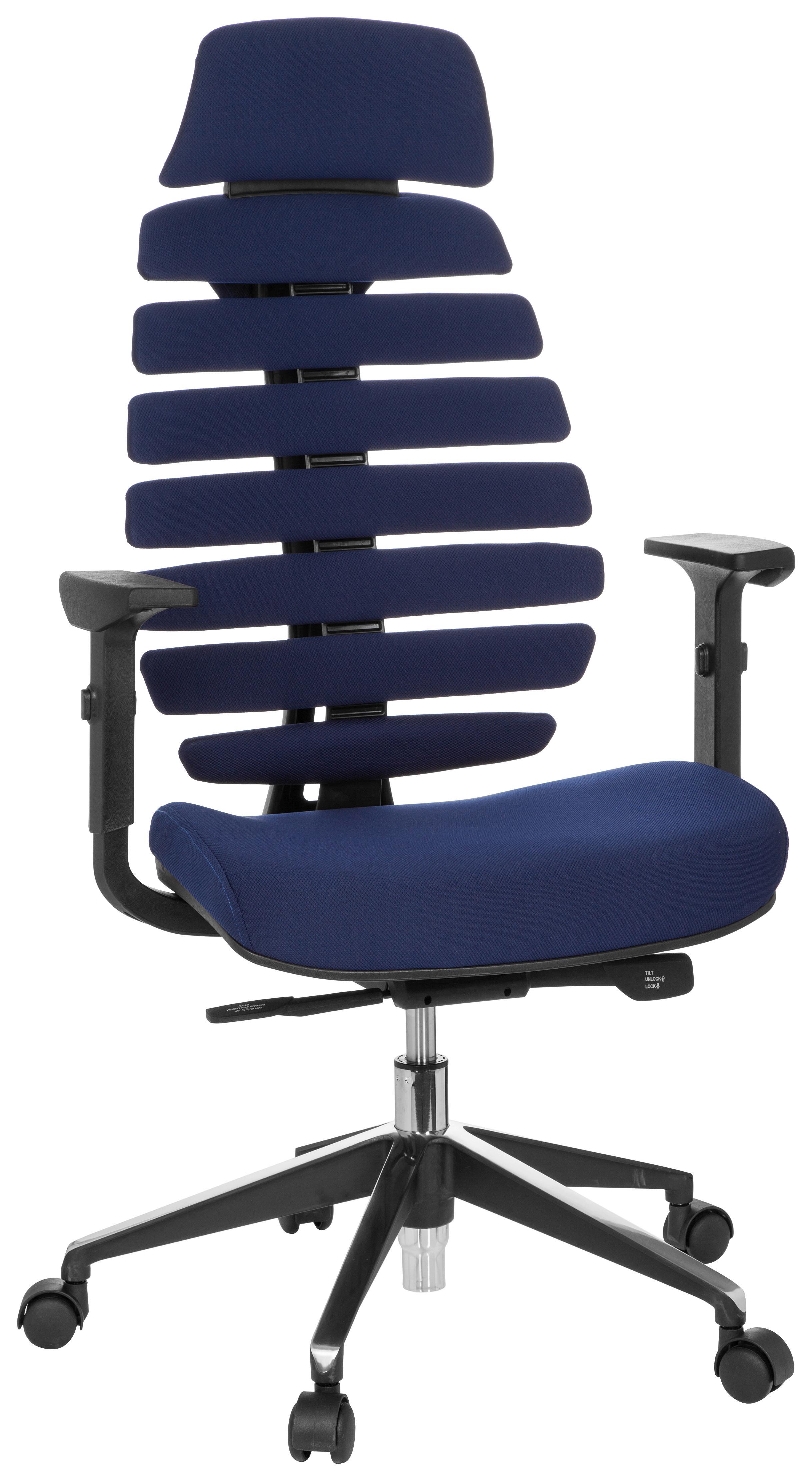 Drehstuhl Ergo Line II Pro Blau/Schwarz ca. 65x131x53cm - Blau/Schwarz, MODERN, Kunststoff/Textil (65/131/53cm) - MID.YOU
