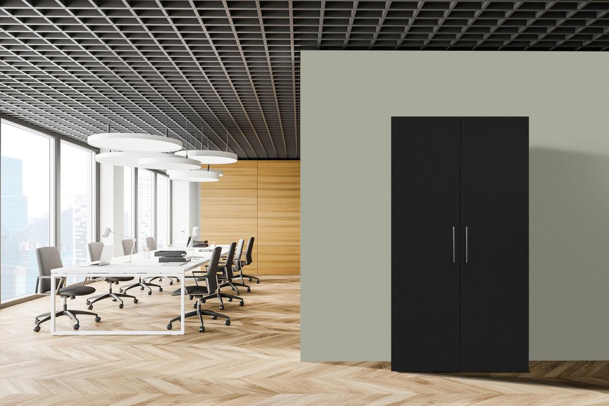 Schrankküche Economy Schwarz mit Geräte B: ca. 104 cm - Edelstahlfarben/Silberfarben, MODERN, Holzwerkstoff/Metall (104/193/67cm) - Respekta