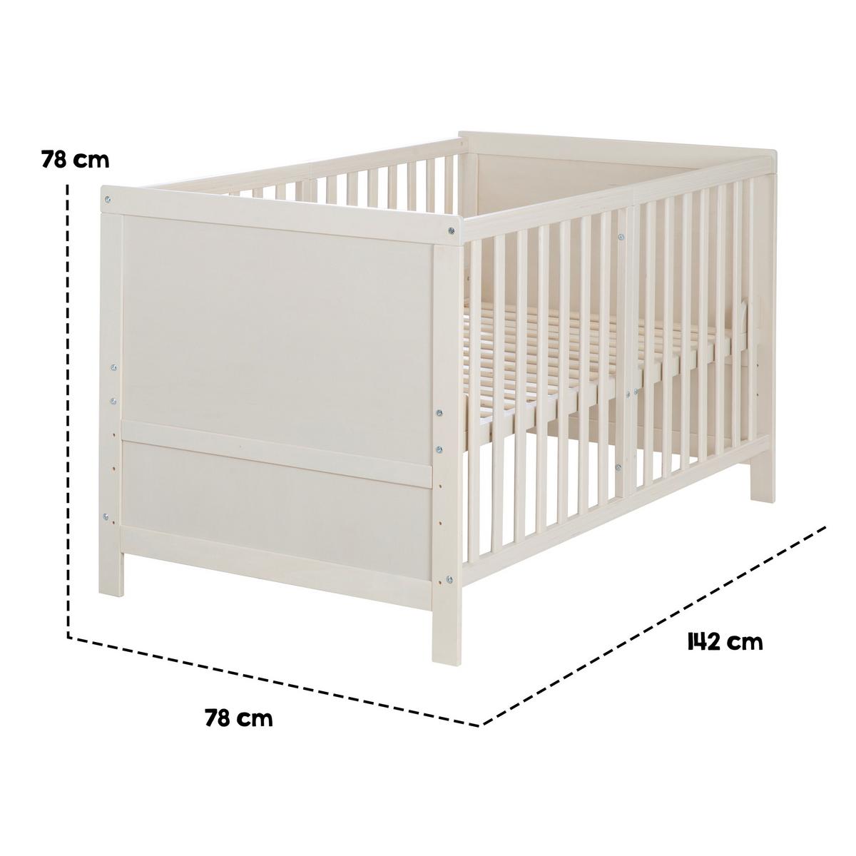 Rácsos Kiságy, Átalakítható Easy Sleep - szürke, Basics, faalapú anyag (78/78/142cm) - Roba