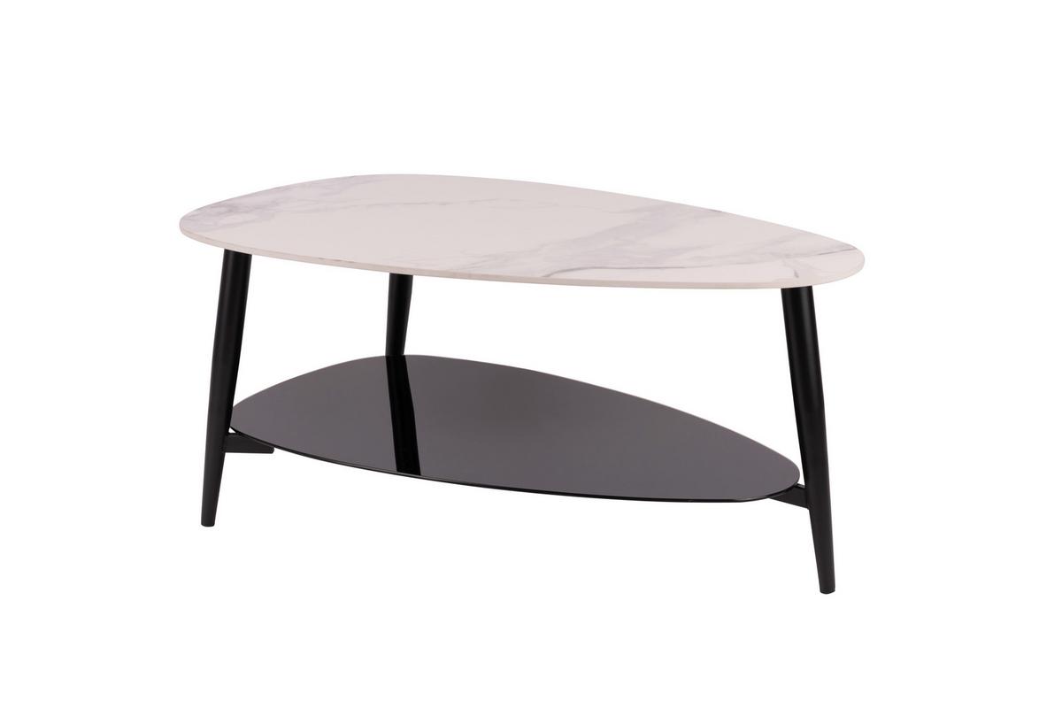 Măsuță de cafea STONE - alb/negru, Modern, ceramică/sticlă (90/41/57cm) - Modern Living