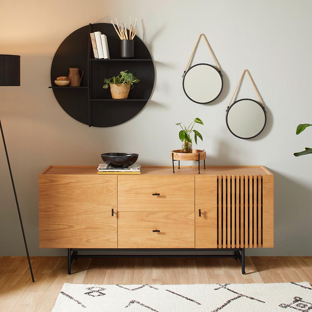 Sideboard in Natur/Schwarz - Schwarz/Naturfarben, Modern, Holz/Holzwerkstoff (160/70/42cm) - Mömax