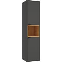 Magasszekrény Open - fekete/tölgyfa, Modern, faalapú anyag/fém (35/150/33cm)
