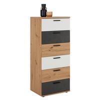Kommode in Eiche/Alpinweiß/Matera dunkel - MODERN, Holzwerkstoff/Kunststoff (52/125/40cm) - Mömax
