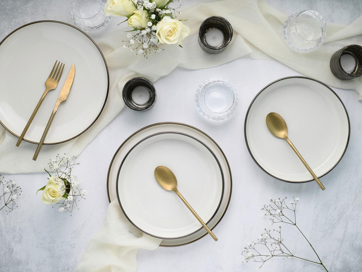 Tafelservice 24793 Nordic Festive Creme - Goldfarben/Creme, Basics, Keramik - Creatable