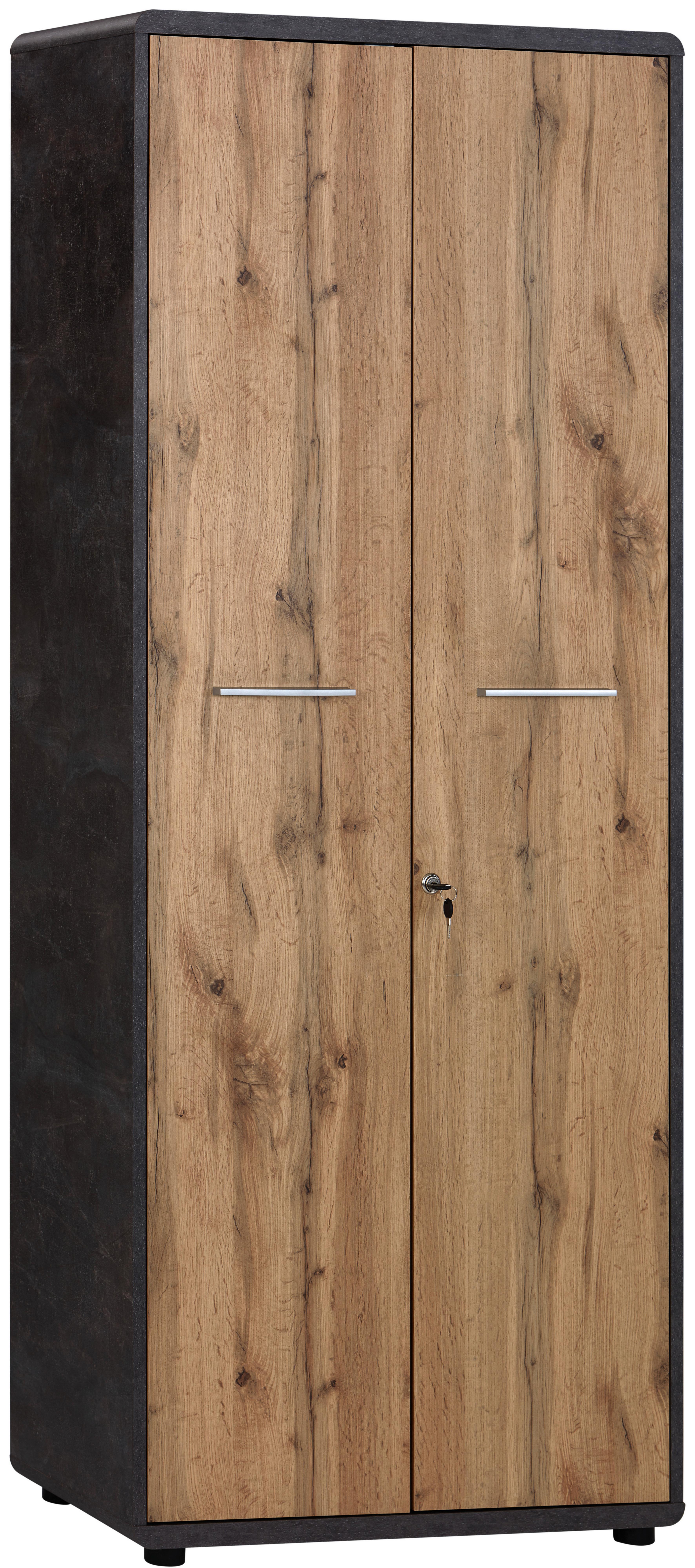 Pisarniška Omara Fontana Fts01 - temno siva/hrast, Moderno, leseni material (75/184,7/35cm) - Modern Living