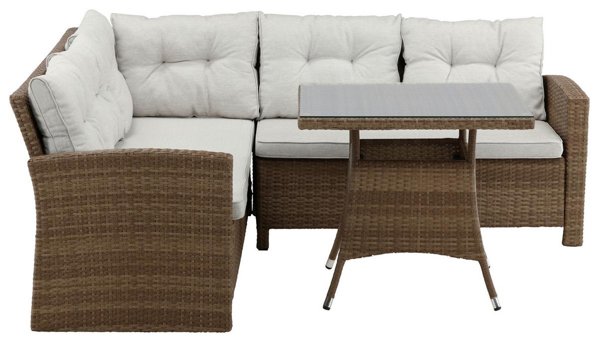 Loungegarnitur Watford Brau/Hellgrau - Braun, KONVENTIONELL, Holz - Gardenson