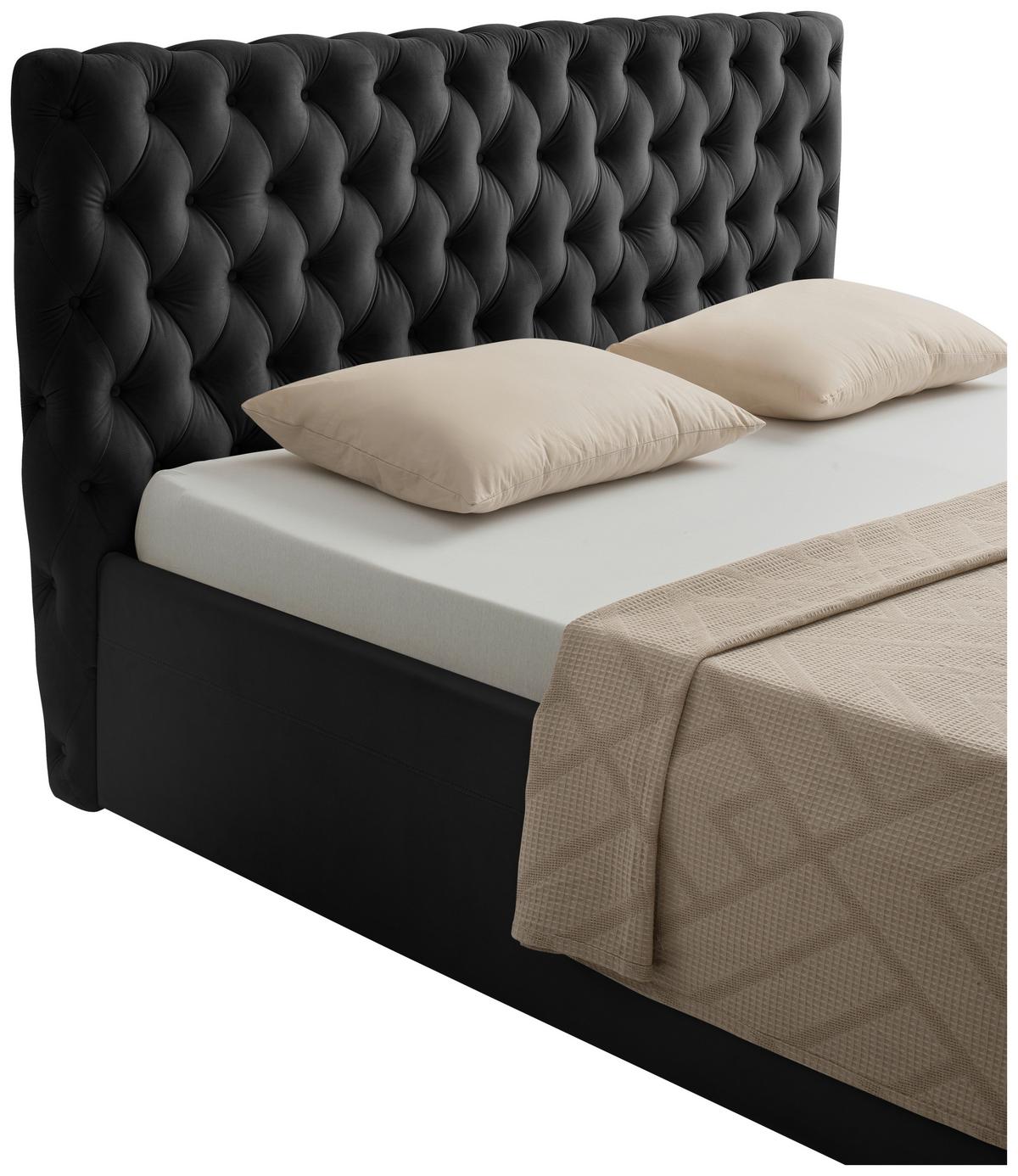 Polsterbett Katar Schwarz ca. 160x200cm - Schwarz, KONVENTIONELL, Textil (160/200cm) - Mömax