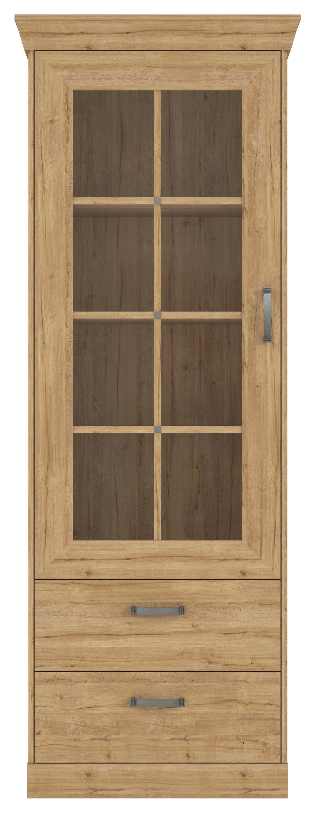 Vitrină CANNES - culoare lemn stejar, Romantik / Landhaus, plastic/sticlă (74/205/47cm) - Premium Living