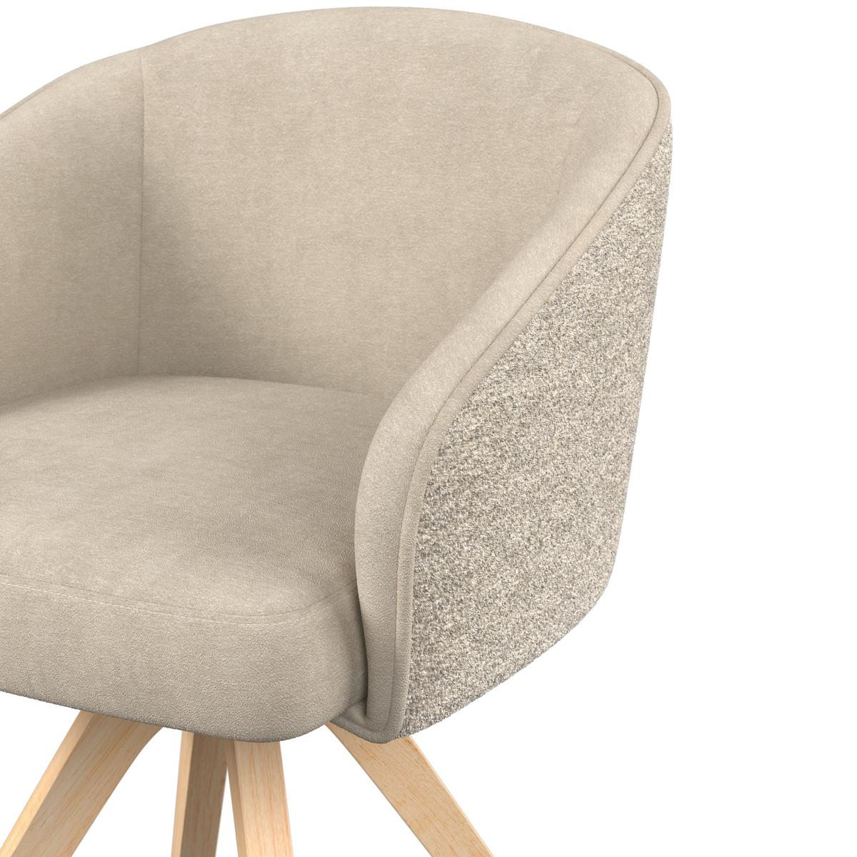 Armlehnstuhl Emmie Taupe Chenille Drehbar Gepolstert - Taupe/Eichefarben, MODERN, Holz/Textil (60/75/60cm) - Bessagi Home