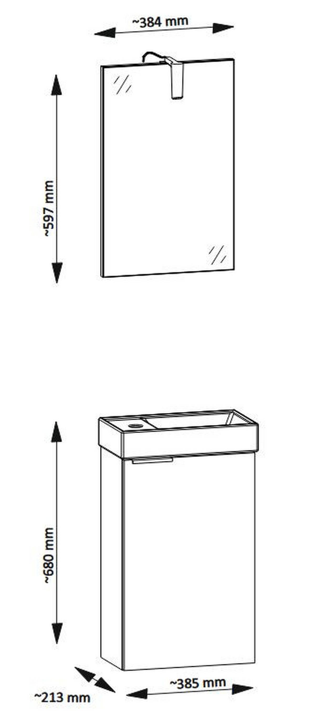 ŁAZIENKA DLA GOŚCI GRIN - kolor dębowy/biały, Basics, materiał drewnopochodny/ceramika (41/60/20cm) - MID.YOU