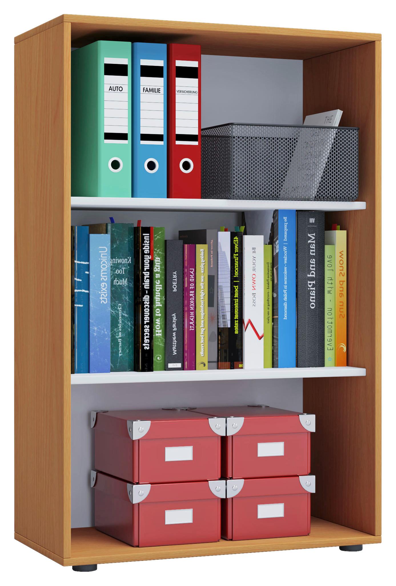 Pisarniški Regal Lona Xl, Bukev - črna/barve bukve, Basics, umetna masa/leseni material (70/105/37cm) - MID.YOU