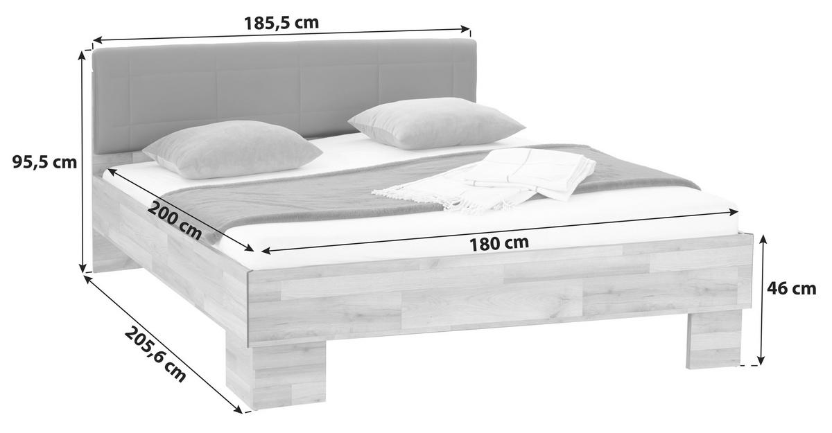 Krevet James - boje grafita/boje hrasta, Konvencionalno, drvni materijal/tekstil (180/200cm) - Premium Living