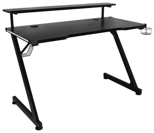 Birou de gaming BLACK - negru, Modern, metal/material pe bază de lemn (120/75/64cm) - Modern Living