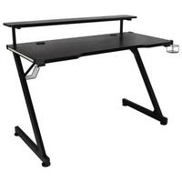 Birou de gaming BLACK - negru, Modern, metal/material pe bază de lemn (120/75/64cm) - Modern Living