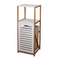Badezimmerregal in Beige/Weiß/Natur - Weiß, MODERN, Holz/Holzwerkstoff (36/98/33cm) - ecoTree