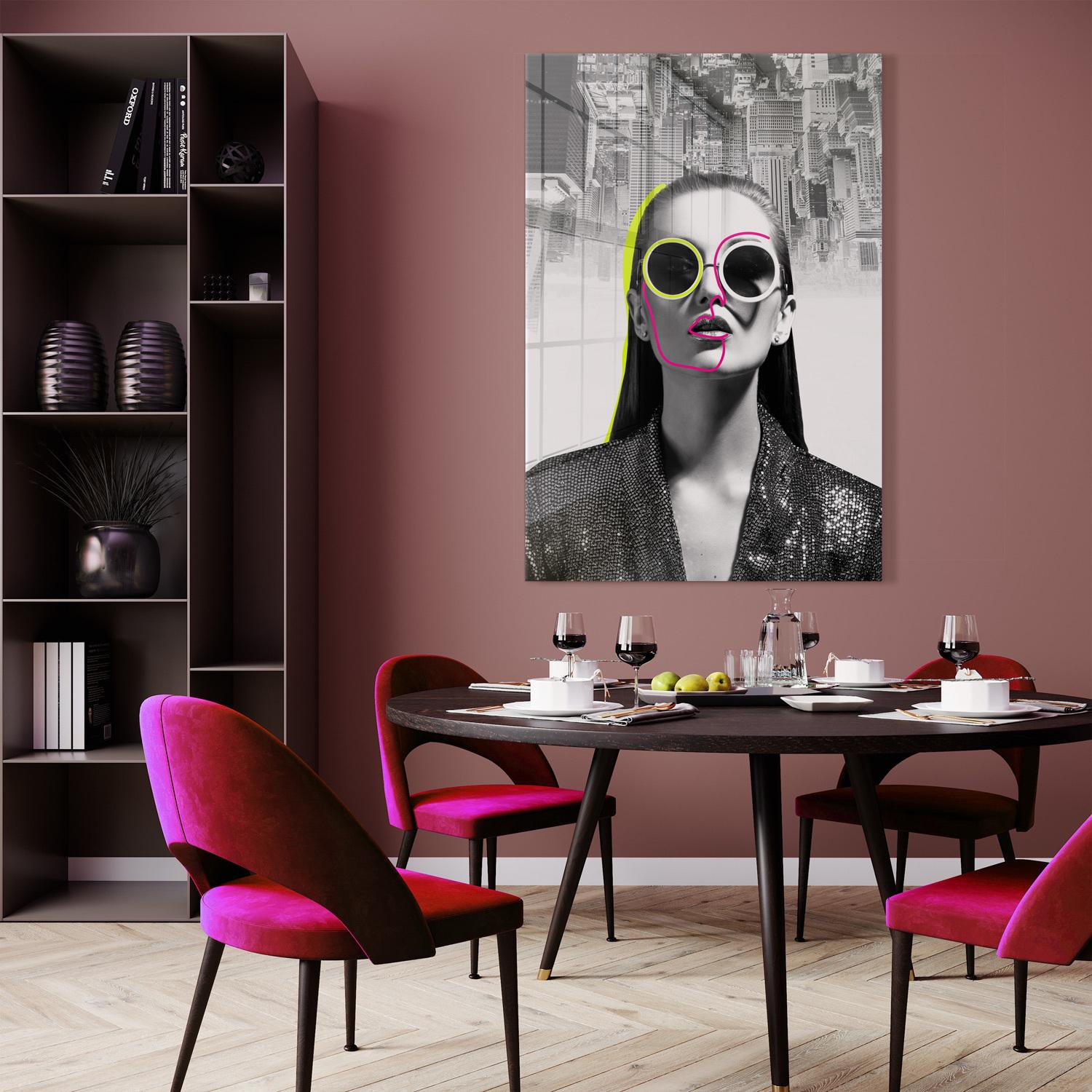 Glasbild Vetro ca. 70x100cm - Pink/Gelb, Glas/Papier (70/100cm) - Modern Living