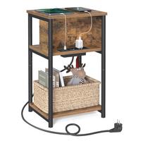 Beistelltisch in Braun, Schwarz inkl. Netzbetrieb - Schwarz/Braun, Trend, Holzwerkstoff/Metall (34/58/30cm) - MID.YOU