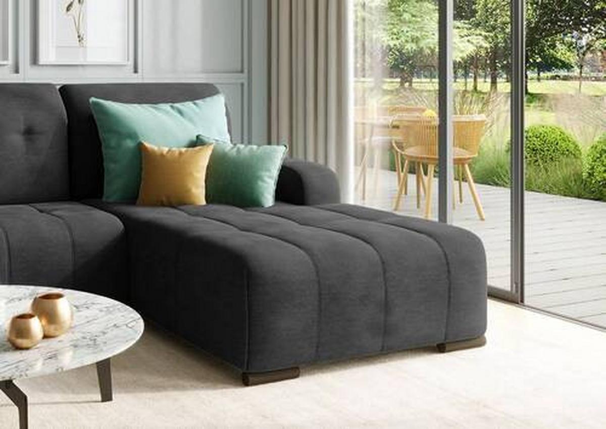 Wohnlandschaft Vicari Schwarz Mikrofaser - Schwarz, MODERN, Textil/Metall (185/292cm) - Livetastic