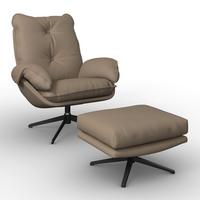 Sessel Andrea Lederlook Braun - Hellbraun/Schwarz, MODERN, Holz/Textil (82/105/80cm) - Bessagi Home