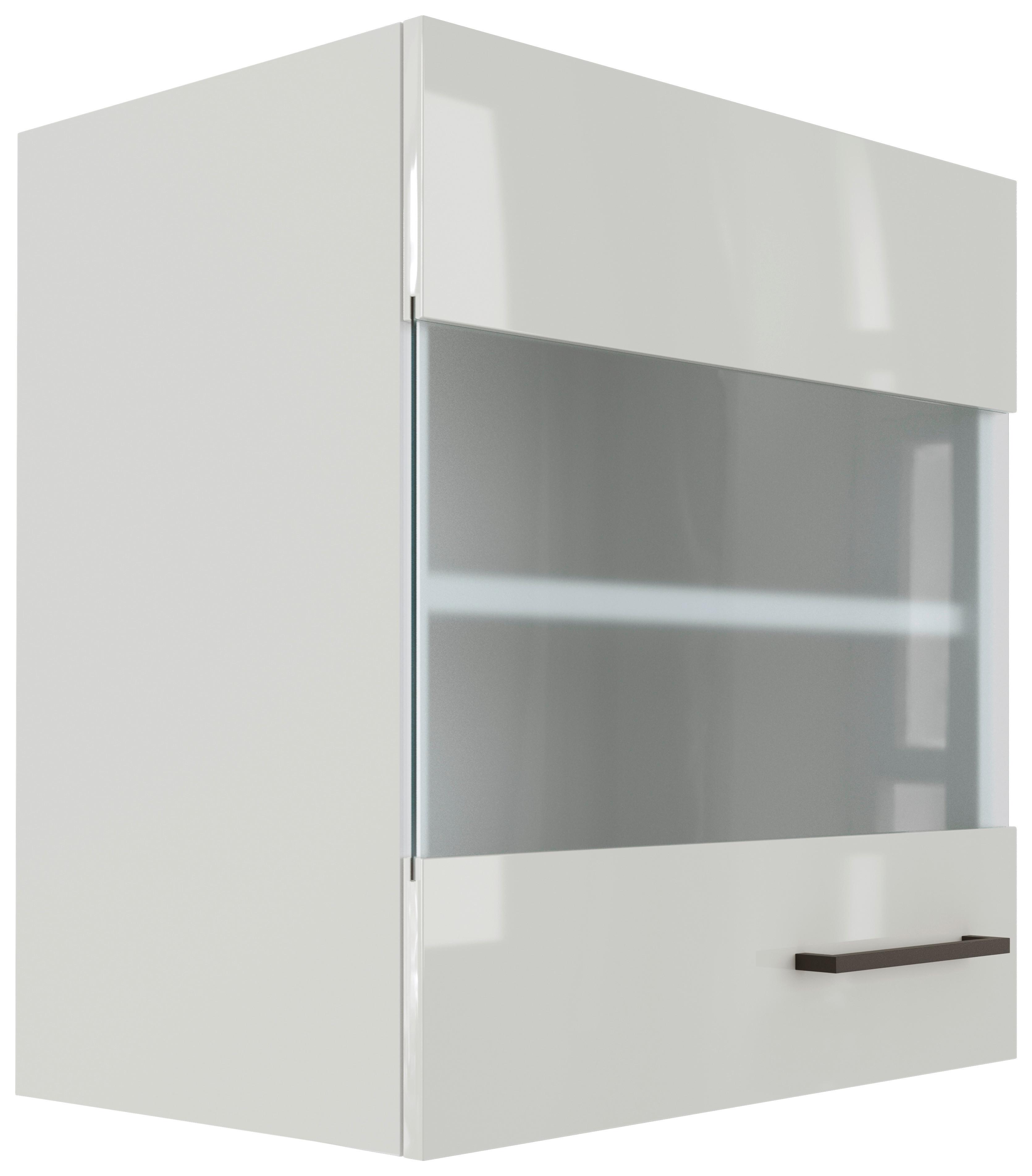 Küchenoberschrank in Lichtgrau glänzend - Schwarz/Grau, MODERN, Holzwerkstoff/Metall (50/54/32cm) - FlexWell