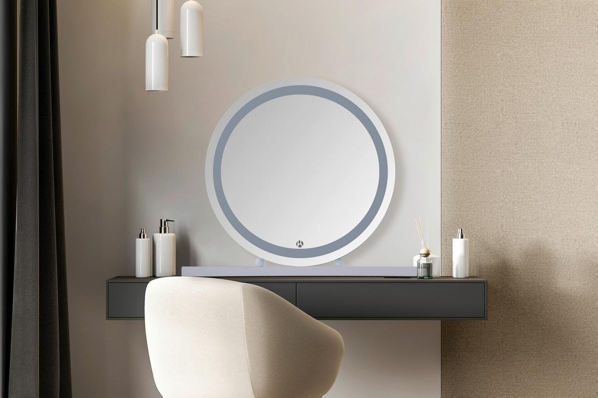 WANDSPIEGEL LED SCHMINKSPIEGEL GLAMORY 125 - Weiss, Basics, Glas/Holzwerkstoff (53/10/60cm) - Kayoom