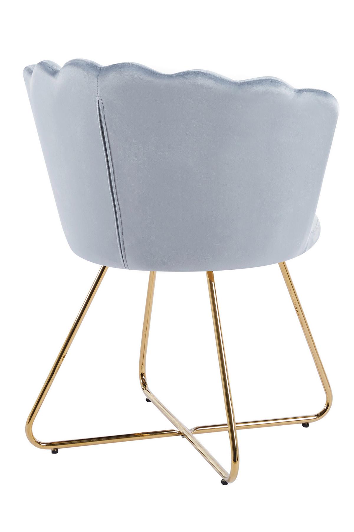 Set Stolov Samt, Svetlo Siva, 2-Delni - zlate barve/svetlo siva, Moderno, kovina/tekstil (69,5/85/66cm) - Livetastic