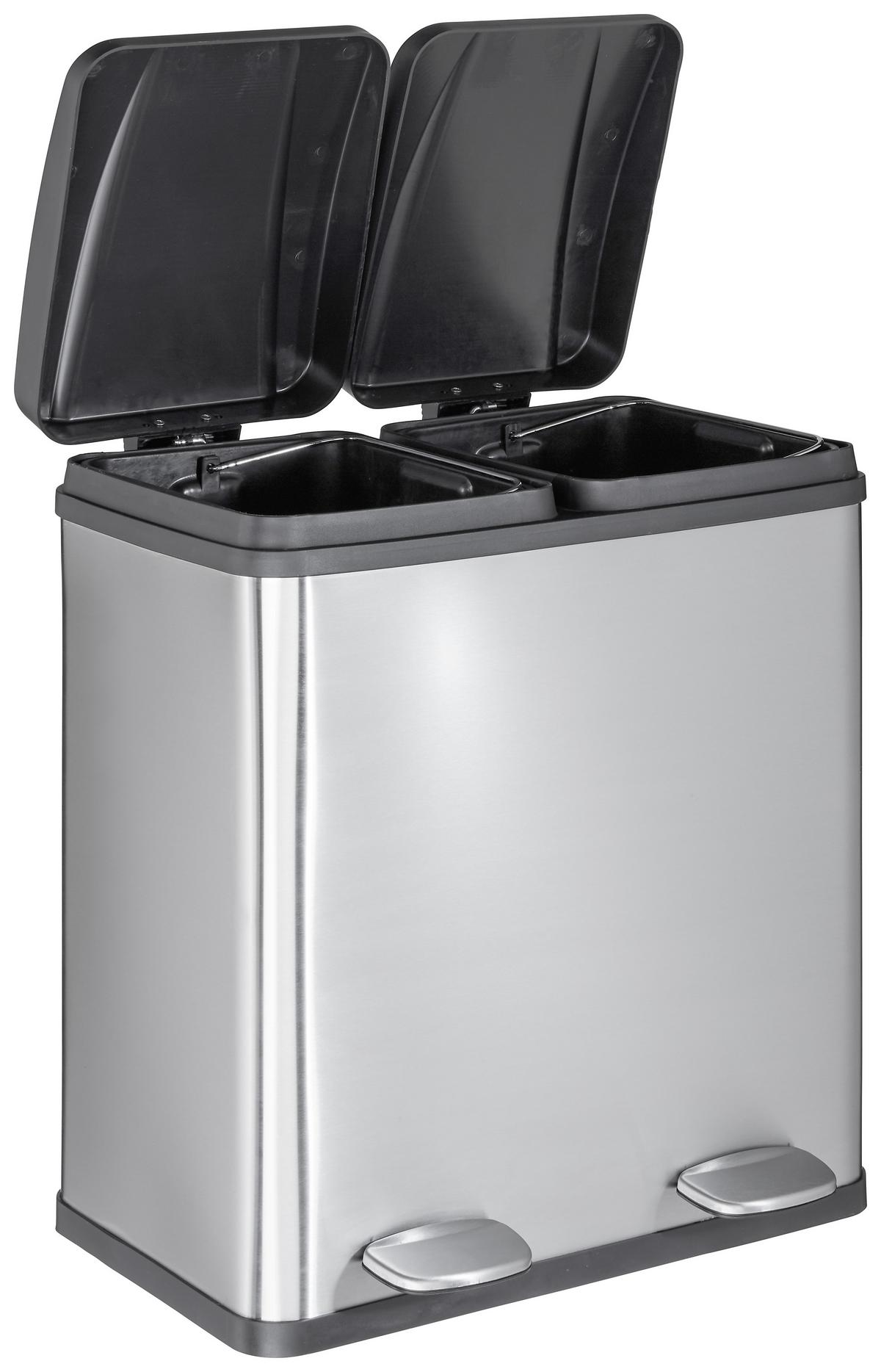 Pedálos Szemetes Trash - ezüst/fekete, Modern, műanyag/fém (46,3/37,1/52,6cm) - Mömax