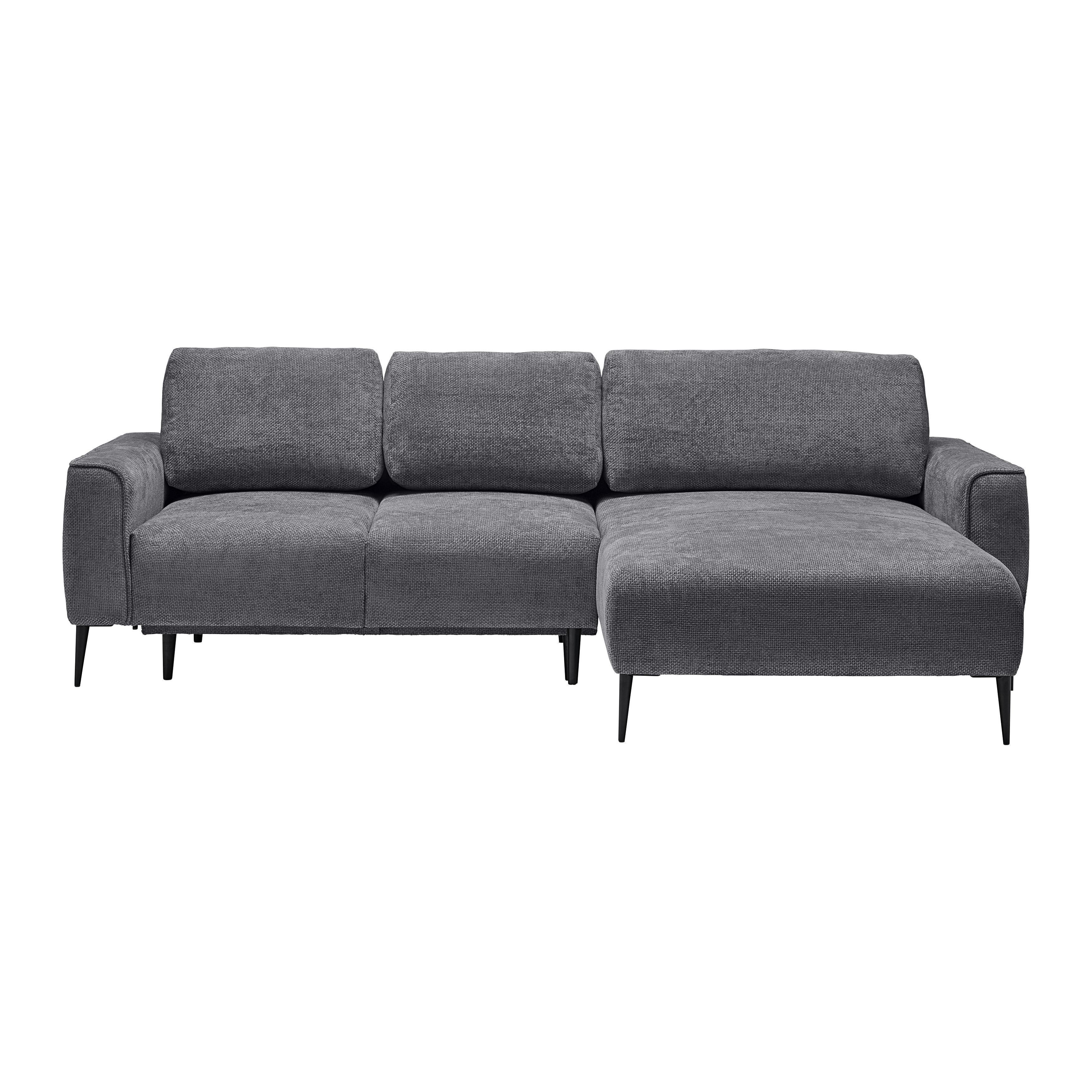 Ecksofa Custom Anthrazit - Anthrazit/Schwarz, MODERN, Textil/Metall (255/85/164cm) - Mömax