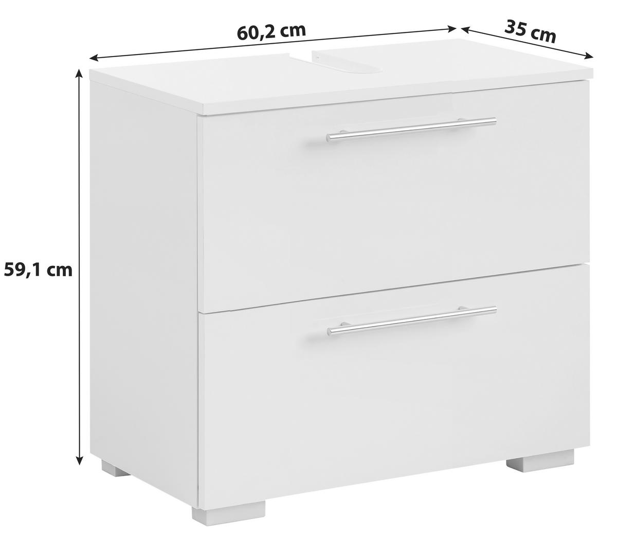 Waschbeckenunterschrank , weiß - Chromfarben/Silberfarben, KONVENTIONELL, Holzwerkstoff/Metall (60,2/59,1/35cm) - MID.YOU