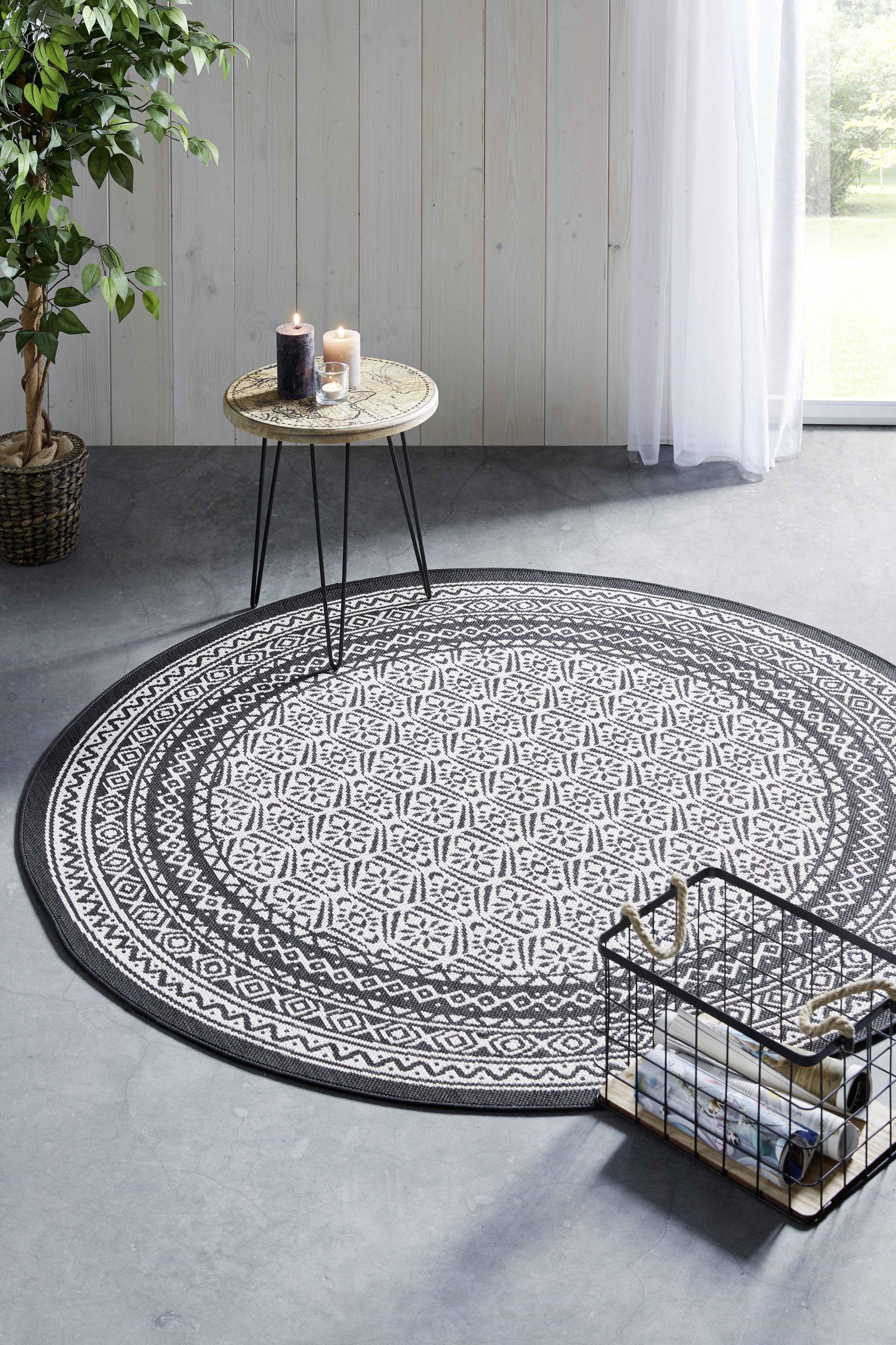 Flachwebeteppich Arizona in Schwarz Ø ca.160cm - Schwarz, MODERN, Textil (160cm) - Modern Living
