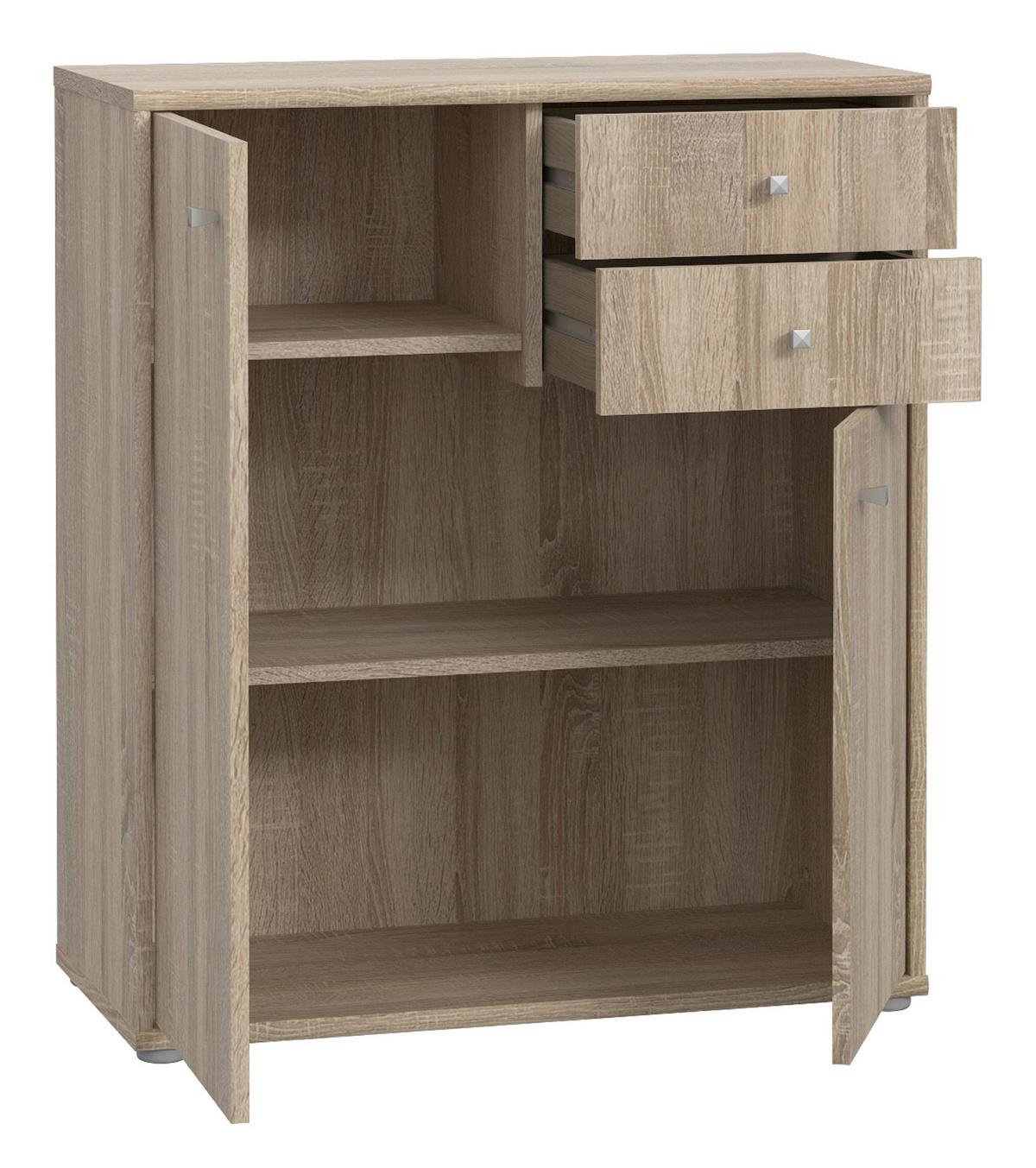 Komoda Tempra 2, Barva Hrasta - barve aluminija/hrast sonoma, Design, umetna masa/leseni material (73,7/85,5/34,8cm)