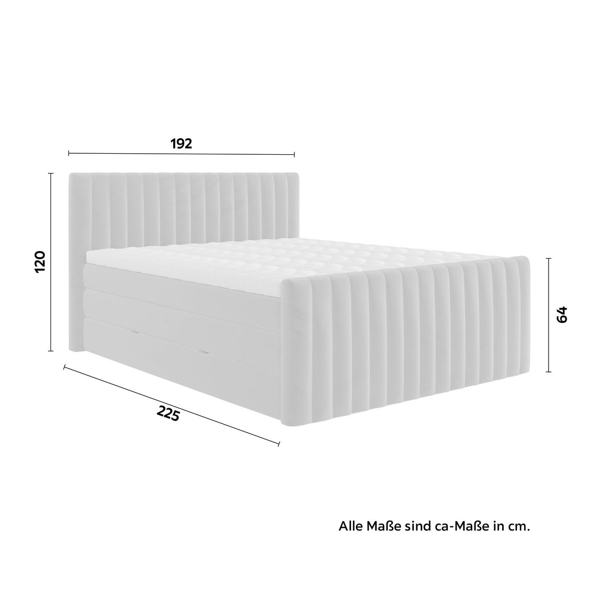 Boxspringbett Simon in Dunkelgrau ca. 180x200cm - Dunkelgrau/Schwarz, Konventionell, Holzwerkstoff/Kunststoff (180/200cm) - Premium Living