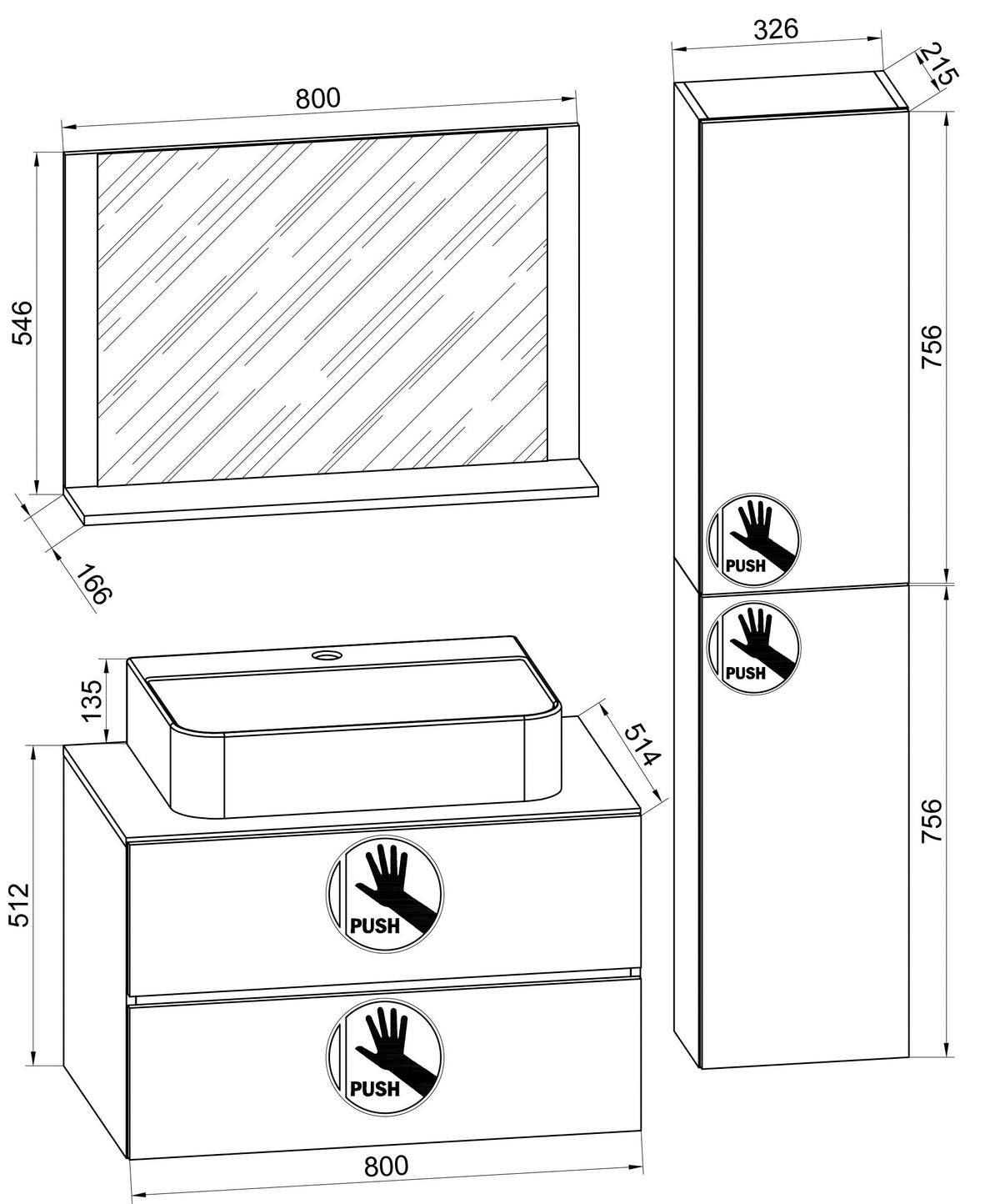 BADEZIMMER LENDAS BL L - Honigeiche/Weiss, Modern, Glas/Keramik (114cm) - MID.YOU