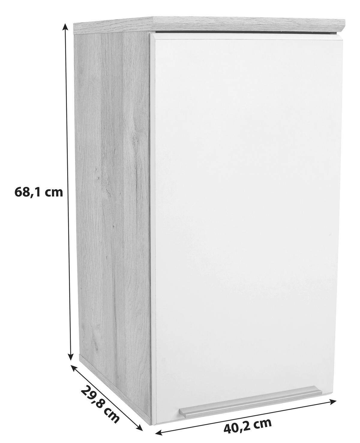 Viseča Omara Mindi, Bela, Hrast - barve hrasta/bela, Konvencionalno, kovina/umetna masa (40,2/68,1/29,8cm) - Mömax