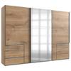 Schwebetürenschrank Level 36A ca. 300x216 cm Eiche m.Spiegel - Chromfarben/Eichefarben, MODERN, Glas/Holzwerkstoff (300/216/65cm) - MID.YOU