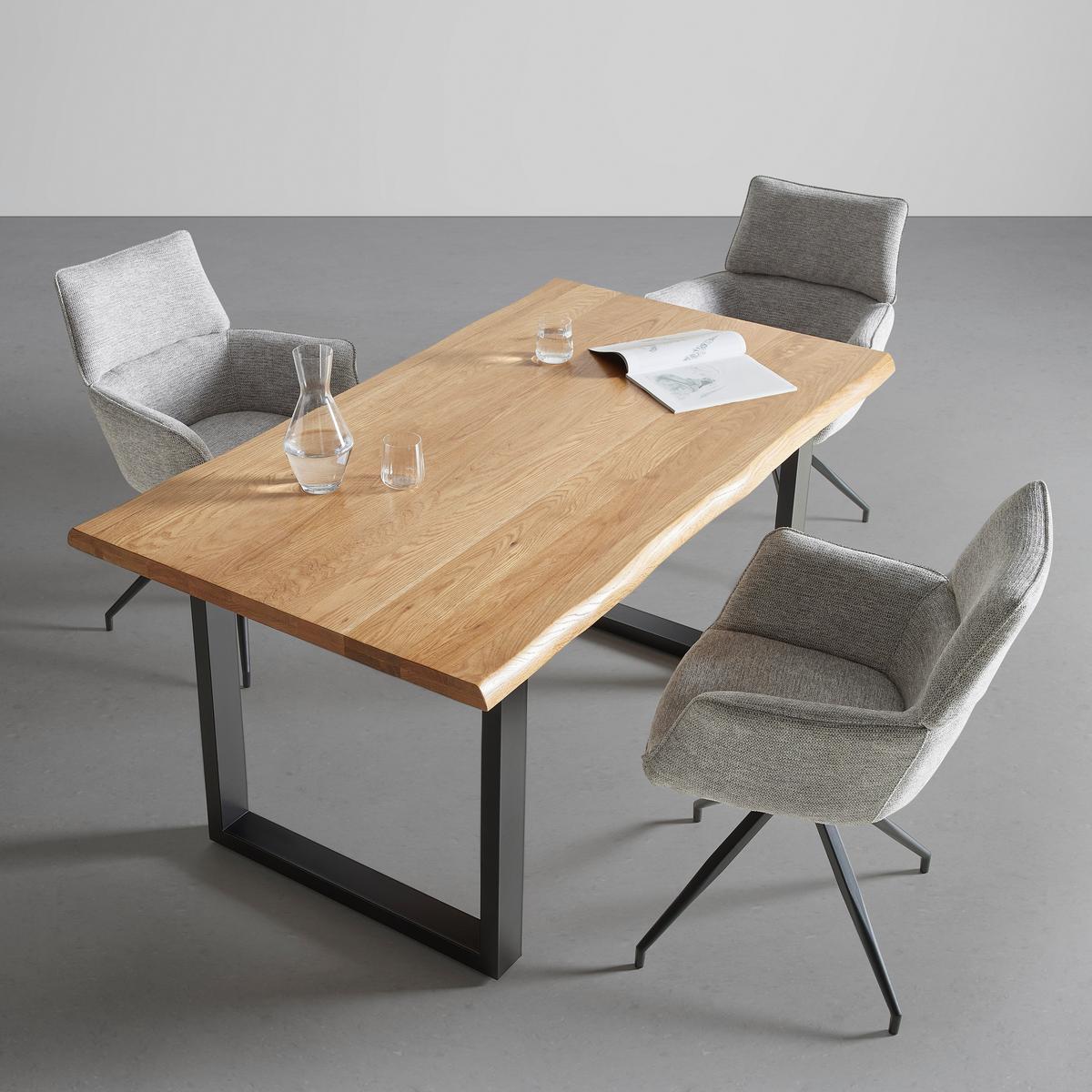 Masă LEN - culoare lemn stejar/negru, Modern, lemn/metal (160/90/76cm) - Bessagi Home