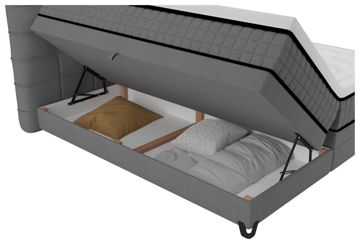Boxspringbett Carmen C Dunkelgrau ca. 180x200cm - Dunkelgrau, KONVENTIONELL, Holz/Holzwerkstoff (180/200cm) - Premium Living