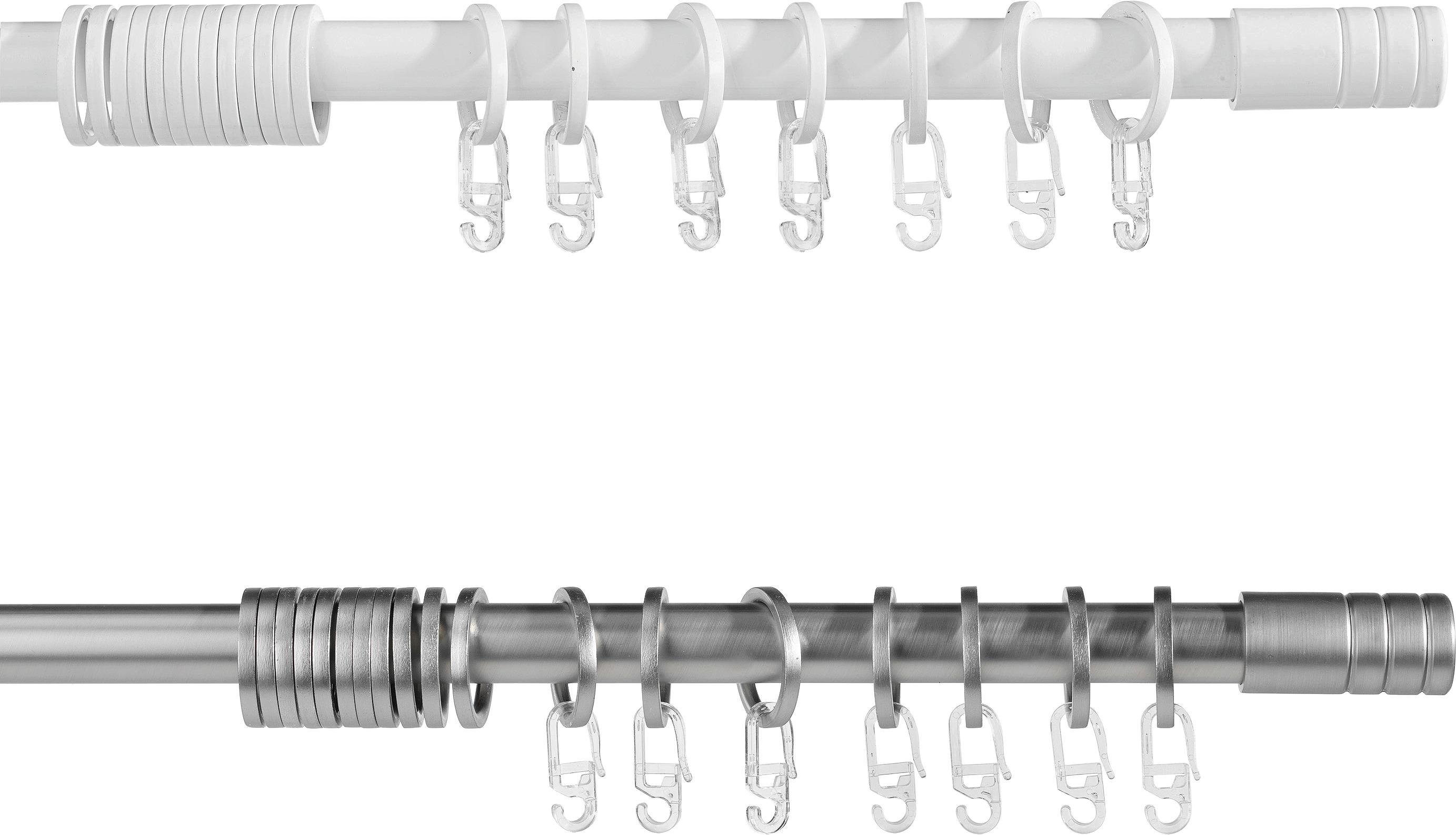 Vorhangstangenset Rillcube ca. 160-280cm - Weiß, Metall (160-280cm) - Premium Living