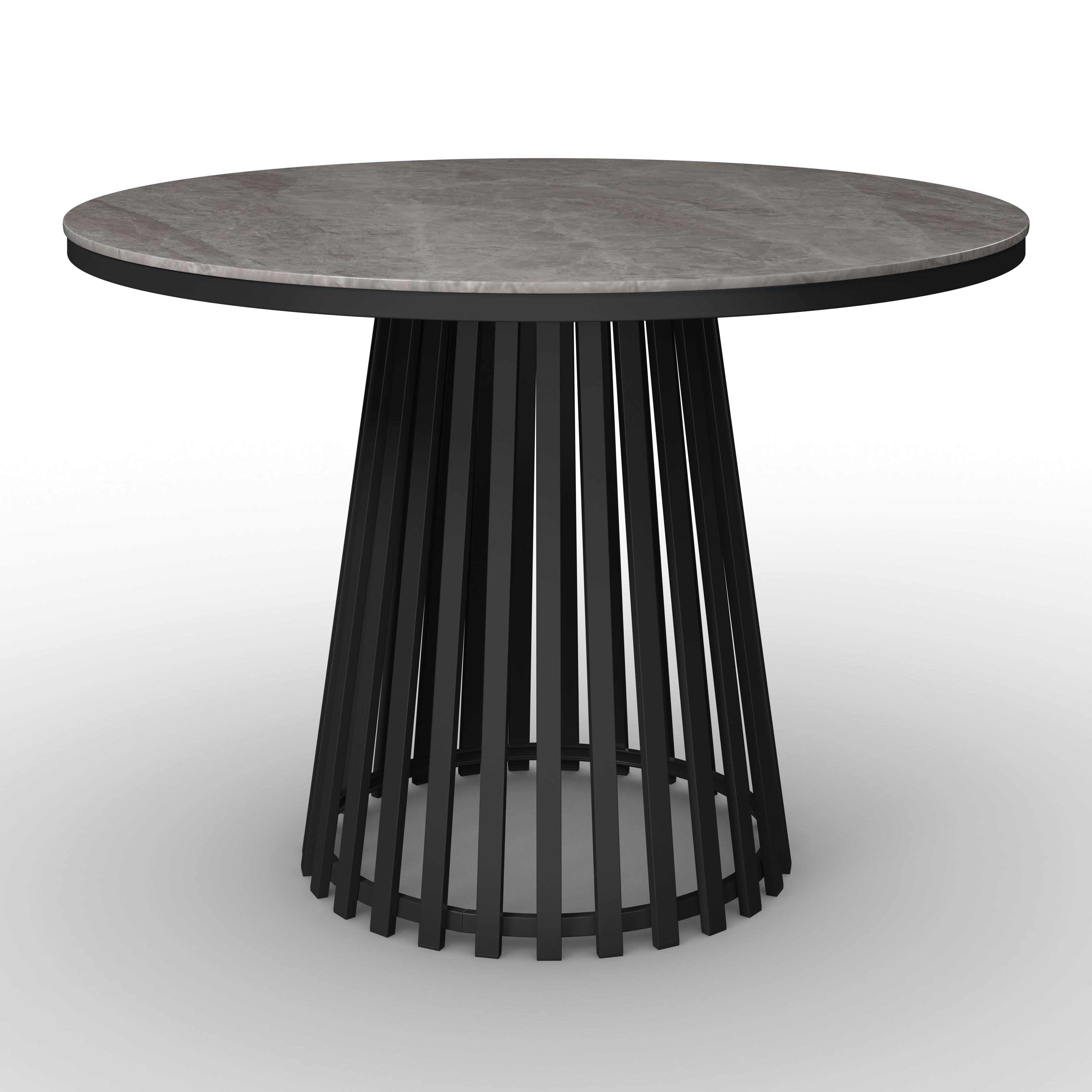 Esstisch rund Pela Grau/ Schwarz MDF Ø ca. 110 cm - Schwarz/Grau, MODERN, Holzwerkstoff/Stein (110/75cm) - Bessagi Home