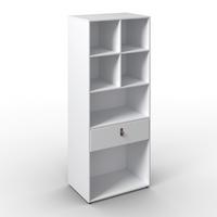 Regal Mick Weiß MDF - Schwarz/Braun, MODERN, Kunststoff/Textil (60/148,5/40cm) - Bessagi Home
