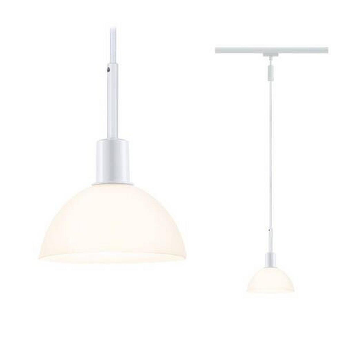 Schienensystem-Hängeleuchte Pendulum Sarrasani max. 20 W - Opal/Weiß, Basics, Glas/Metall (14/140cm) - Paulmann