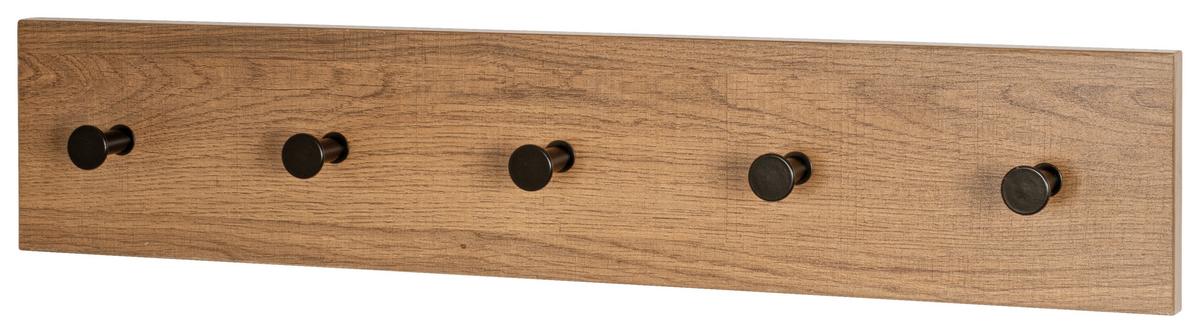 Hakenleiste Parma 2 in Schwarz/Eichefarben - Eichefarben/Schwarz, Modern, Holzwerkstoff/Metall (60/12/5cm) - Mömax