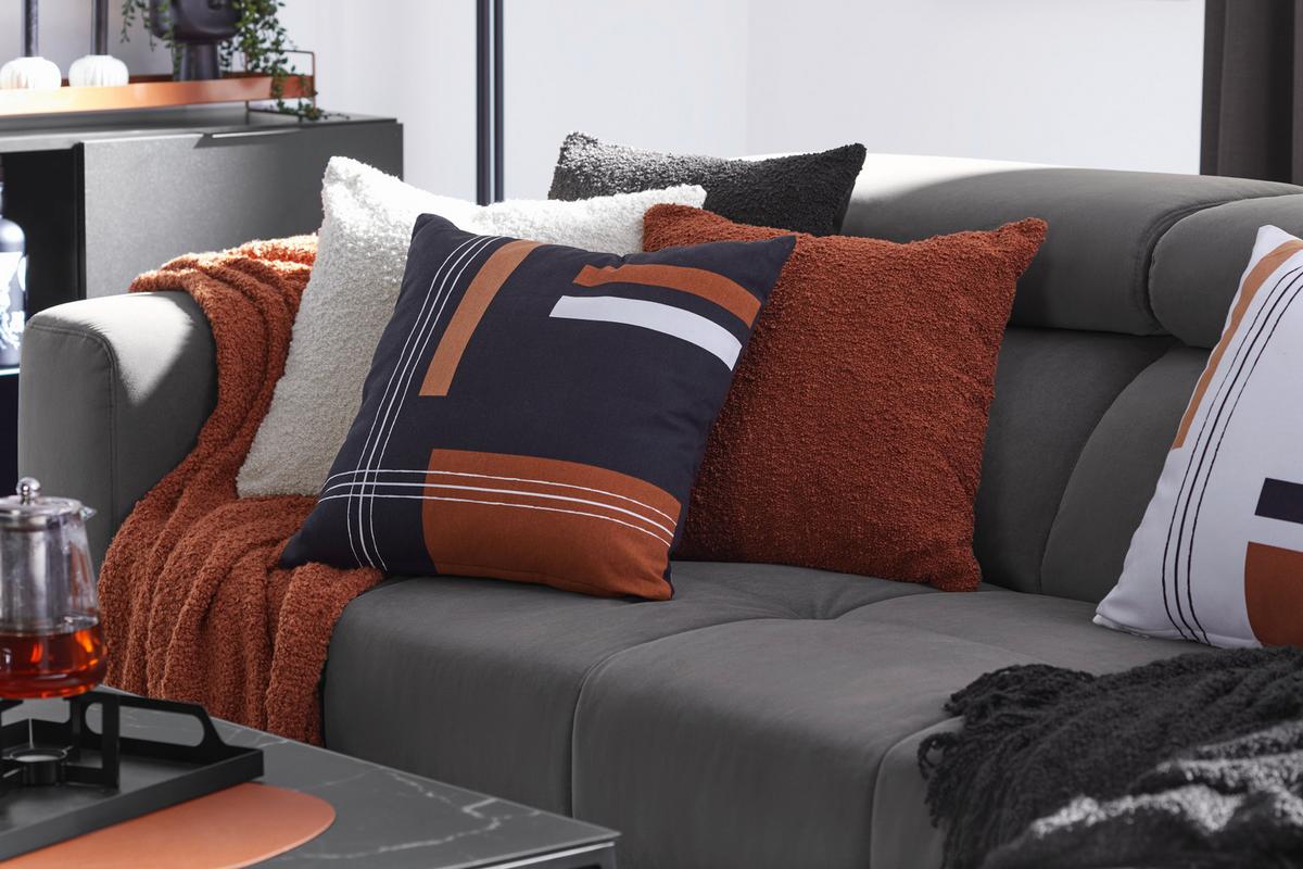 Pernă decorativă CROSS THE LINE - negru, Natur, textil (45/45cm) - Modern Living
