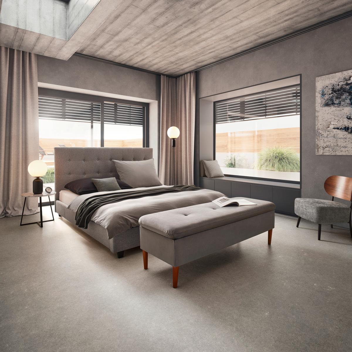 Pat tapițat Frederico cca 180X200 cm gri deschis - gri deschis, Modern, lemn/textil (180/200cm) - Bessagi Home