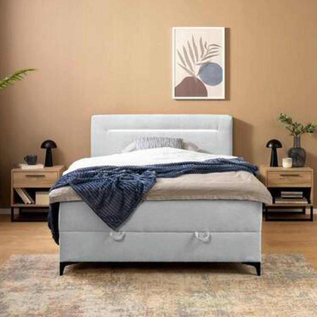 Box Krevet Jerry - srebrne boje/crna, Konvencionalno, tekstil (140/200cm) - Mömax